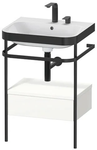 Duravit Happy D.2 Plus c-bonded Set mit Metallkonsole und Schubkasten Weiß Seidenmatt 575x490x850 mm HP4740E3636