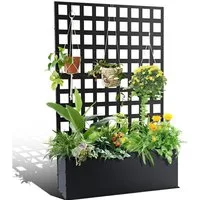 GarveeMore Hochbeet Metall-Pflanzkasten mit Spalier,mit Sichtschutz und Drainagelöchern, 180x118x30cm artenbox für den Außenbereich Hochbeet mit Spalier
