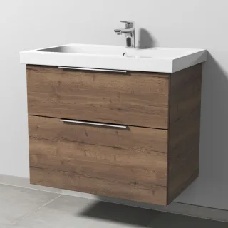 Sanipa 3way Waschtischunterbau zu Geberit iCon Light Waschtisch mit 2 Auszügen, Eiche-Tabak UM57450