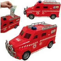 COIL Spardose Elektronisches Spardose, Sparschwein, Feuerwehr, Safe, Sparschwein, Banknoten und Münzen, Soundeffekte, Maße:32x12,5x16 cm