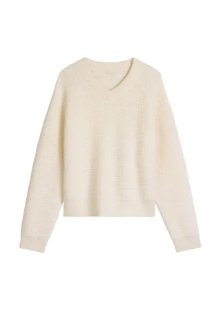 Marc OPolo DENIM - V-Neck-Strickpullover cropped White Blush - Gr. - S