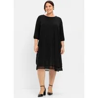 Sheego Etuikleid Chiffonkleid 3/4-Arm in Lagen-Optik