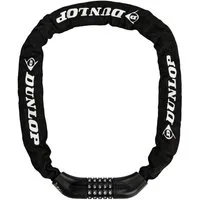 Dunlop Zahlenkettenschloss Fahrradschloss Zahlenschloss Zahlencode Kette Sicherheitslevel 6 (1-tlg), Schloss aus gehärtetem Stahl und ca. 6 cm langen Kettengliedern