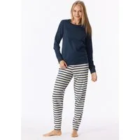 Schiesser Schlafanzug Casual Essentials (2 tlg) Baumwolle, Rundhalsausschnitt, langärmelig