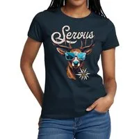 Spreadshirt T-Shirt Servus Hirsch Mit Sonnenbrille Oktoberfest Frauen T-Shirt (1-tlg)