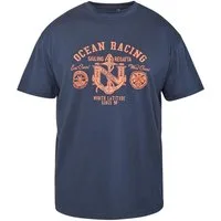 north 56 4 Print-Shirt Printed T-Shirt in großen Größen 3XL bis 10XL von North Latitude, blau