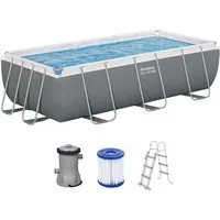 Bestway Framepool Steel Pro MAX™ (Set, Inkl. Filterpumpe, Sicherheitsleiter), 404 x 201 x 100 cm