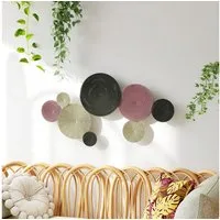 HOMCOM Wandbild Wandskulptur mit einzigartigem Multi-Disc-Design, Geometrische Formen (Wanddekoration, 1 St), Abstraktes geometrisches Design