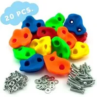 GO!elements Klettergriff Cloud Climber (20 Set), Klettergriffe Kinder Set Outdoor inkl. Befestigungsmaterial - Indoor Klettersteine für Kletterwand - Kids Bouldersteine bunt für Spielturm mit Schrauben