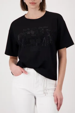 monari - Sweatshirt mit Schmuckschrift schwarz - Gr. - 44