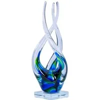 Levandeo® Skulptur, Designer Skulptur H32cm Glasskulptur Blau Grün Glasfigur Deko Glas