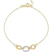 Suzan Gold Charm-Armband 375 Echtgold Linkora Zirkonia-Verbindung