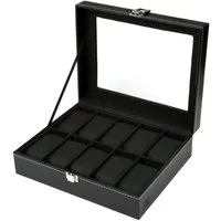 H&S Uhrenbox H&S Uhrenbox für 10 Uhren mit Glasdeckel, schwarz