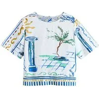 Next T-Shirt Kurzärmeliges, kastiges T-Shirt mit Leinenanteil (1-tlg)