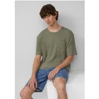 QS Kurzarmshirt T-Shirt T-Shirt aus Waffelpiqué mit Brusttasche