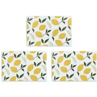 Zeller Present Schneidebrett Glasschneideplatte "Lemons", 3er Set, Sicherheitsglas, (Set, 3-St), Silikonfüße
