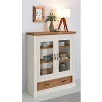 OTTO home Vitrine Selma Highboard aus massivem Kiefernholz, mit Griffen aus antikisiertem Metall
