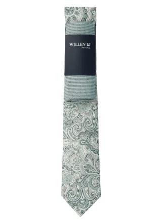 Willen - Krawatte und Einstecktuch,Krawatte blau,Krawatte Hochzeit,Krawatte Anzug,Krawatte Hemd mint - Gr. - OS