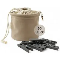 LIVLIG Wäscheklammern Wäscheklammerbeutel mit 50 Wäscheklammern, Klammersack, Aufbewahrungsbeutel, 50 Klammern aus recyceltem Kunststoff