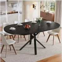 REDOM Esstisch Runder Ausziehtisch mit Marmoroptik (Runder Ausziehtisch Marmoroptik, X-Metallgestell Schwarz, verstellbare Füße., 1-St., 100(140)x100x75.5cm)