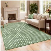 GarveeMore Teppich Faltbarer Kurzflor-Teppich 1160 g/m², 100% Polyester (Faux-Kaschmir), rechteckig, Höhe: 6 mm, modernes geometrisches Linienmuster, rutschfeste Rückseite