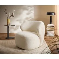 DELIFE Cocktailsessel Pulo, Bouclé Weiß 80x80 cm Loungesessel