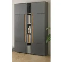 Furn.Design Aktenschrank Center (Büroschrank Set in grau mit Wotan Eiche, 3-teilig, 120 x 200 cm) 15 Fächer