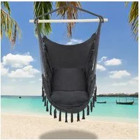 LALAHO Hängesessel Hängesessel mit 2 Kissen Hängestuhl, Hängeschaukel XXL für Indoor Outdoor Garten, Grau