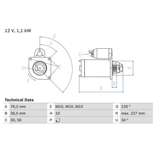 Bosch Anlasser 1,1 kW Ford Mazda Volvo 0986017060