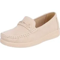 Ital-Design Damen Loafer Mokassin Slip-On mit Zierdetail Slipper (91849579) Flach Mokassins in Beige
