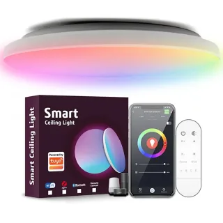 LIXINCORDA 24W 30cm Smart RGBCW LED Ceiling Light Works with Tuya WiFi APP Voice Control LED Ceiling Light Dimmable Musi