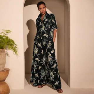 Premium Reinleinen-Palazzohose, Damen,  Schwarz, Leinen, by Lands' End