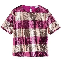 Next Paillettenshirt Gestreiftes Rundhals-T-Shirt mit Pailletten (1-tlg)