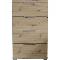 Schlafkontor Nachtkommode Smilla Nachttisch, Nachtkonsole mit Schubkästen, Korpus melaminbeschichtet, silberfarbige oder schwarze Griffe