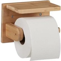relaxdays Toilettenpapierhalter Bambus Toilettenpapierhalter mit Ablage