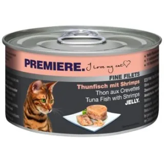 PREMIERE Fine Filets Nassfutter Katze Adult Jelly Thunfisch mit Shrimps 48x100 g