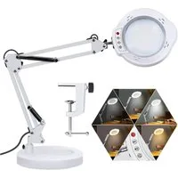 VIVIHEYDAY Lupenlampe 10X LED-Lupenleuchte mit Klemme & Standfuß, LED, 5 Farbmodi Stufenlos Dimmbar