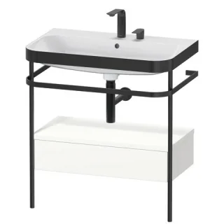 Duravit Happy D.2 Plus c-bonded Set mit Metallkonsole und Schubkasten Weiß Seidenmatt 775x490x850 mm HP4742E3636
