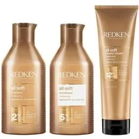 Redken Haarpflege-Set Redken All Soft 3er-Set – Shampoo - Conditioner + Heavy Cream, 3-tlg., Vorteilspack, reichhaltig