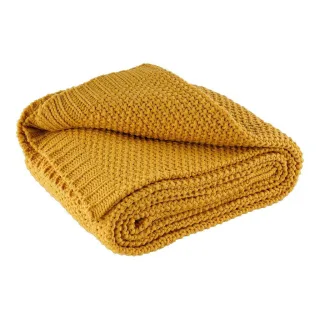 wometo Strickdecke, Gelb, Textil, 140x190 cm, Oeko-Tex®, Wohntextilien, Decken, Kuscheldecken