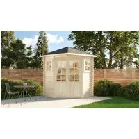 Alpholz Gartenhaus Holz Set - 5-Eck Sunny A Imprägniert Inkl. Boden & Dacheind., BxT: 220x220 cm, (Set), in Imprägniert (Pinie) Inkl. Fußboden & Dacheindeckung