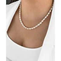 DANIEL CLIFFORD Perlenkette 'Pearl' Damen Halskette Silber 925 echte Süßwasserzuchtperle (inkl. Verpackung), haut- und allergiefreundlich, elegante Perlenkette