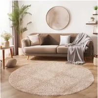 SIMPEX24 Teppich Unicolor - Einfarbig, Rund, Höhe: 30 mm, Modern Kurzflor Teppich Wohnzimmer Abstrakt Design Rosa Pflegeleicht