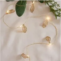 Lights4fun LED-Lichterkette 20er Micro Lichterkette goldene Blätter