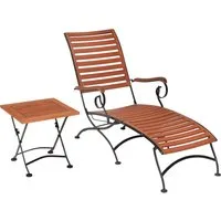 MERXX Gartenliege Schlossgarten, Set, 2 St., ergonomisches Design, mit Bodenschonern ausgestattet, inkl. Hocker