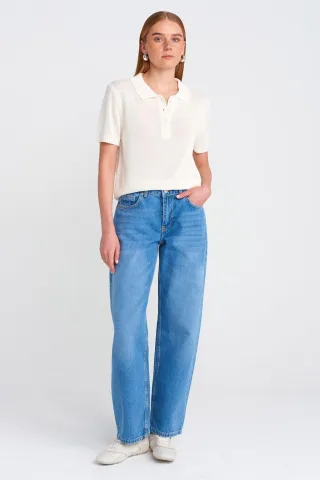 Hochtaillierte Ballonweite Jeans