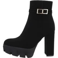 Ital-Design Damen Party & Clubwear Plateaustiefelette (84989636) Blockabsatz High-Heel Stiefeletten in Schwarz