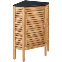 Dehner Outdoor-Küche Southampton Eckregal, mit Stein Arbeitsfläche, 50 x 50 x 90 cm, hochwertig mit polierte Granitplatte, FSC®-zertifiziertes Akazienholz
