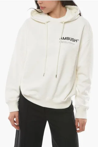 MULTICORD Hoodie aus gebürsteter Baumwolle in Weiß