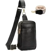 M-Diamant Umhängetasche Kompakte Crossbody Brusttasche mit Wechselgurt Leichte Schultertasche, Praktische Fächeraufteilung